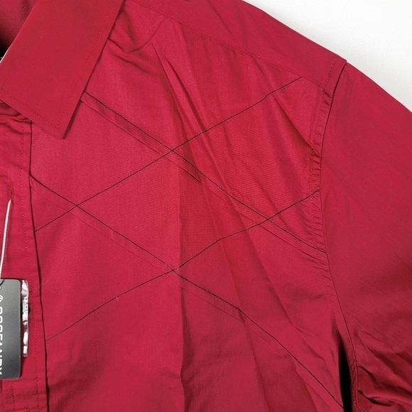 NWT Coofandy Mens Plaid Collar Button Down Long Sleeve Dress Shirt Wine Red XXL. - Picture 3 of 10